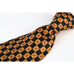 Stefano Ricci Geometric Gold Black 100% Silk Tie